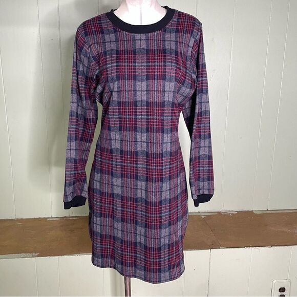 ModCloth Red Plaid Check Punk Grunge Preppy Academia Retro Dress Large‎ - Picture 1 of 5